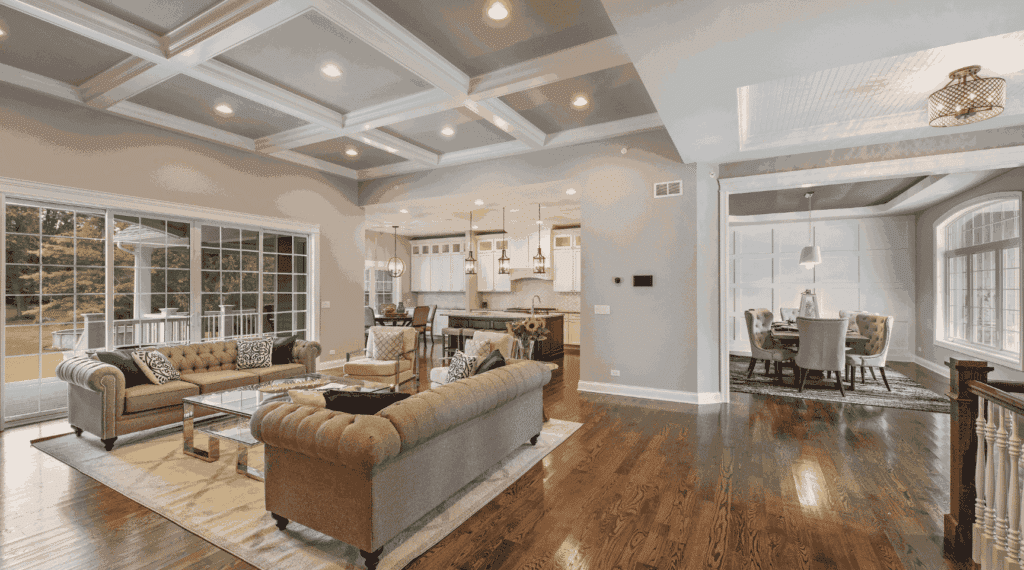living room with new hardwood floors