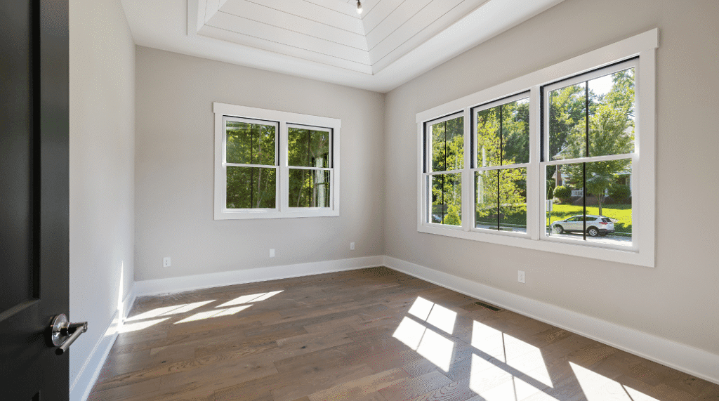 beautiful room with new hardwood floors